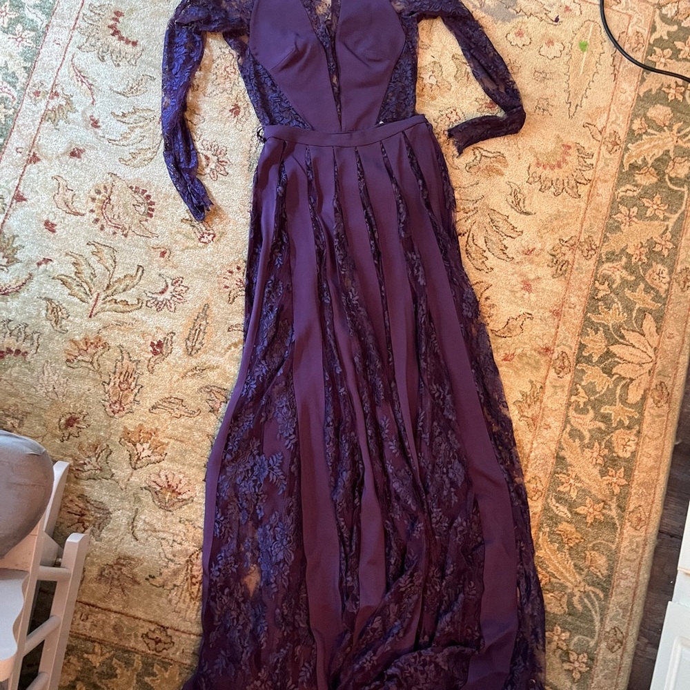 Vintage and Rare two piece Zuhair Murad violet Lace top (body suit) and skirt